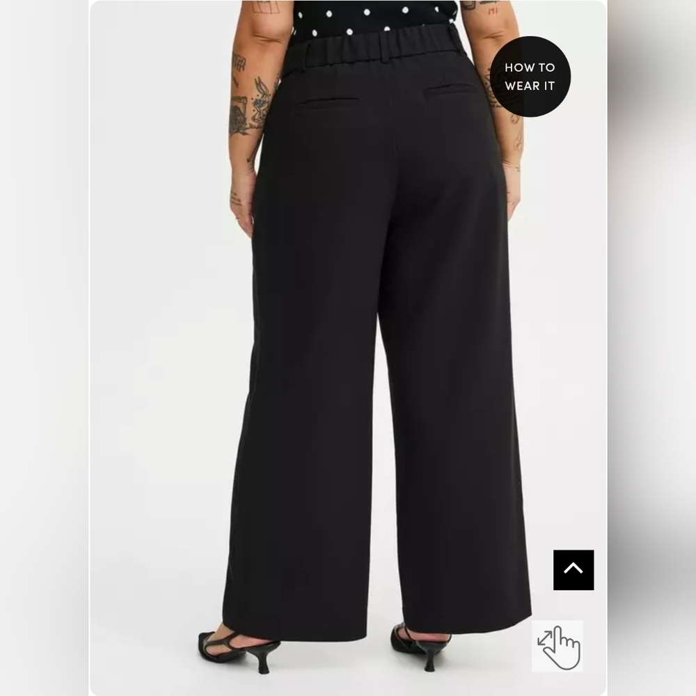 NWT Torrid Black Flat Wide Leg Pants Straight Leg - Picture 2 of 5
